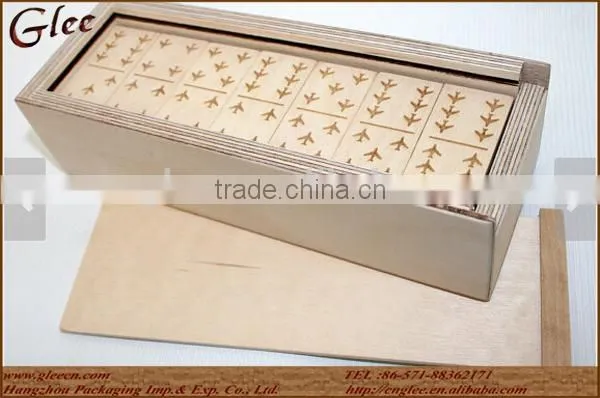 personalized wooden Domino game with aircraft theme wooden box