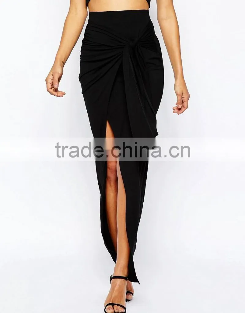 2016 western fashion wholesale Wrap bodycon fit slit maxi long ladies skirts for women