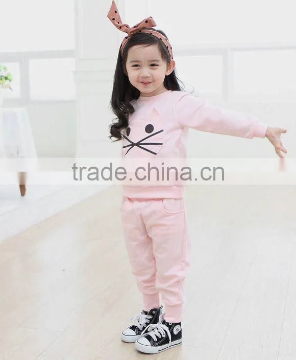 Hot little girl nice cute cotton outfits+pants clothing sets for kids