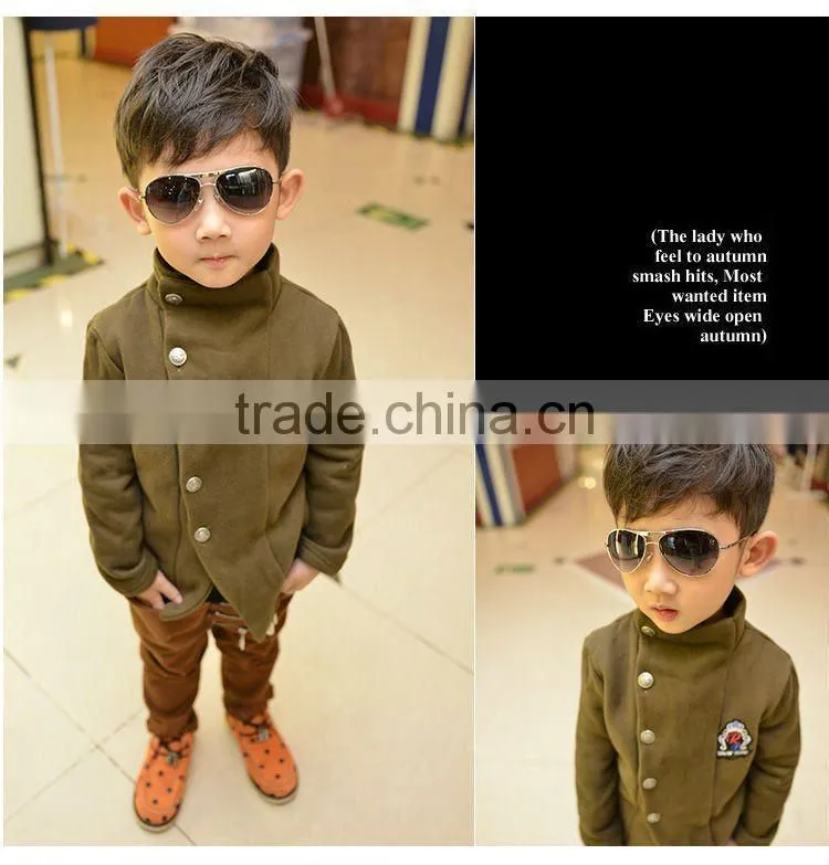 High Quality Dark Blue British Style Children Wool coat For Boy