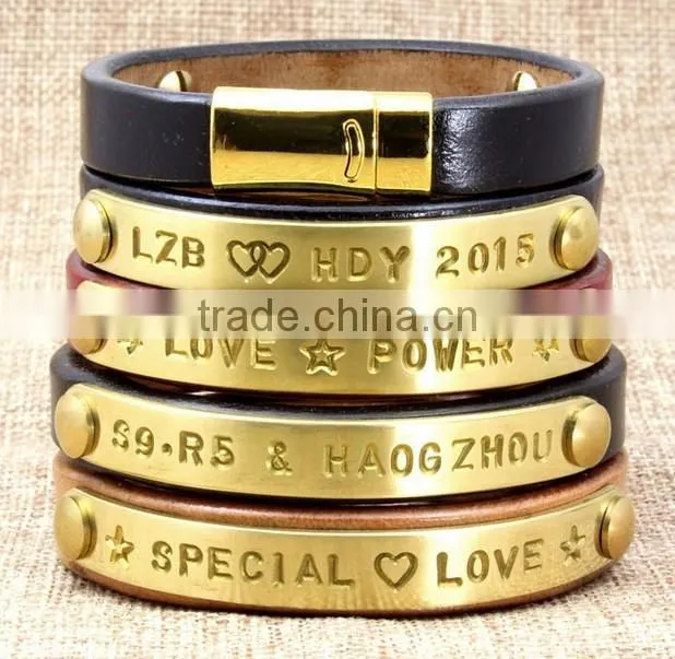 New design hot high grade jewelry letters leather bracelet for women