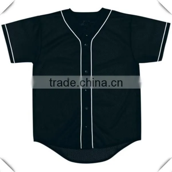 2017 new arrivals hot sale black mesh 100% polyester baseball jersey with contrast piping blank baseball jerseys wholesale
