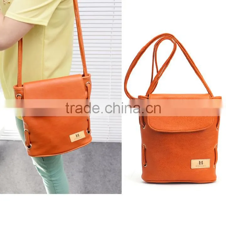 Women Candy Color Handbag Leather Cross Body Shoulder Bag Bucket Bag SV000837#
