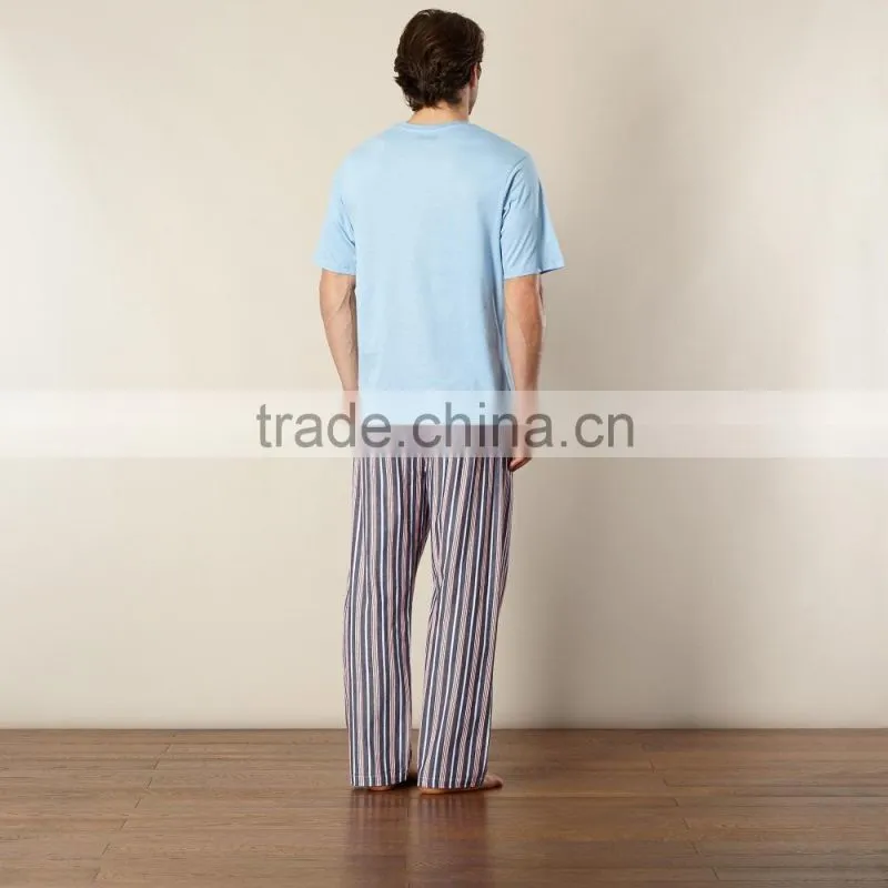 Blue striped short sleeve jersey pyjama set