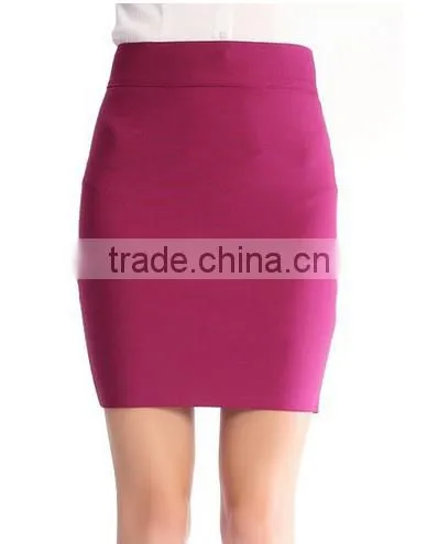 New Design Stretch Fabric Simple Cotton Mini Skirt Basic Plain Skirt