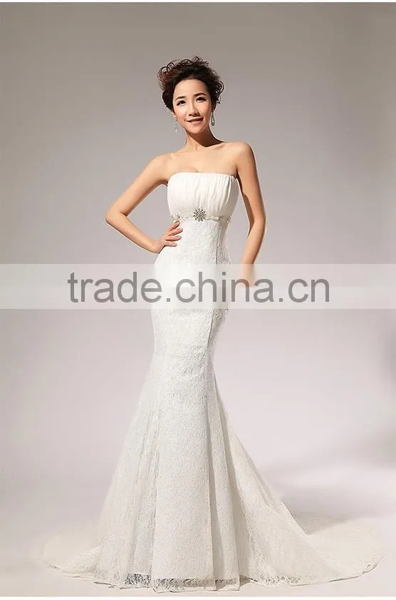 Sexy backless spaghetti straps lace wedding dress fishtail