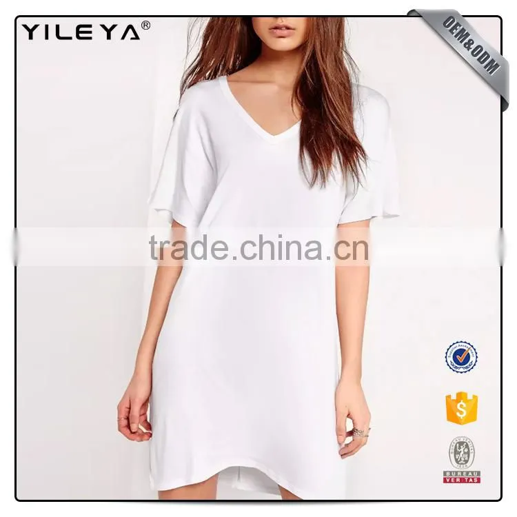 Summer long style girl tee short sleeve custon women cotton t shirt