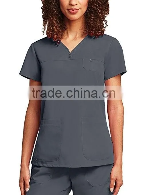 Colorful 2017 custom fashionable Scrub Top nurse hospital uniforms medical scrubs designs