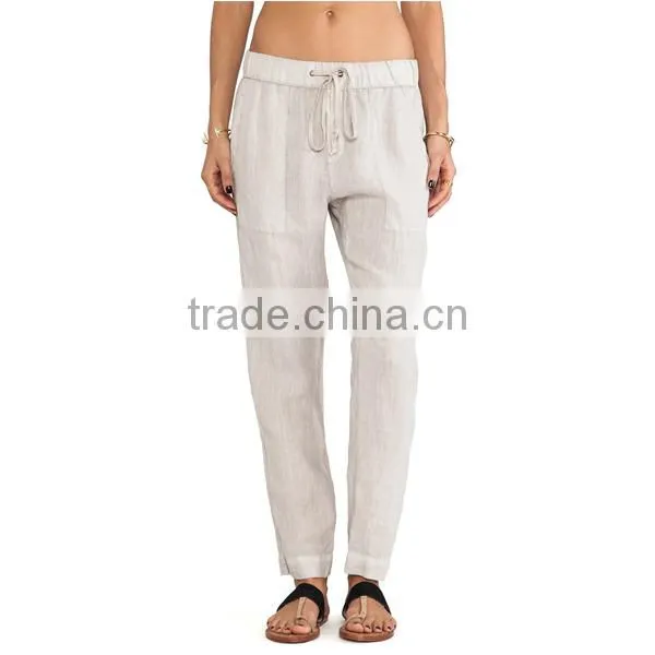 High quality natural linen pant for lady