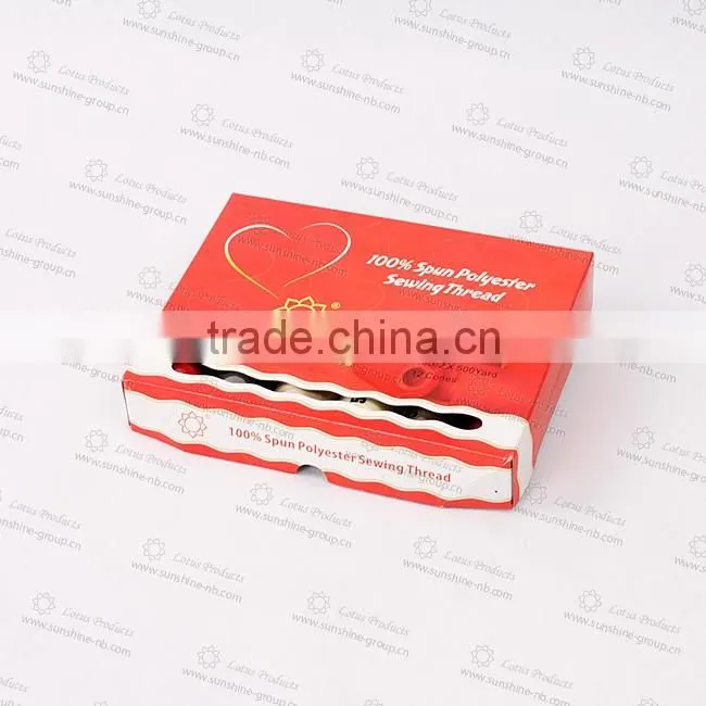 High Quality 100% Spun Polyester Sewing Thread 12 Colors in Box