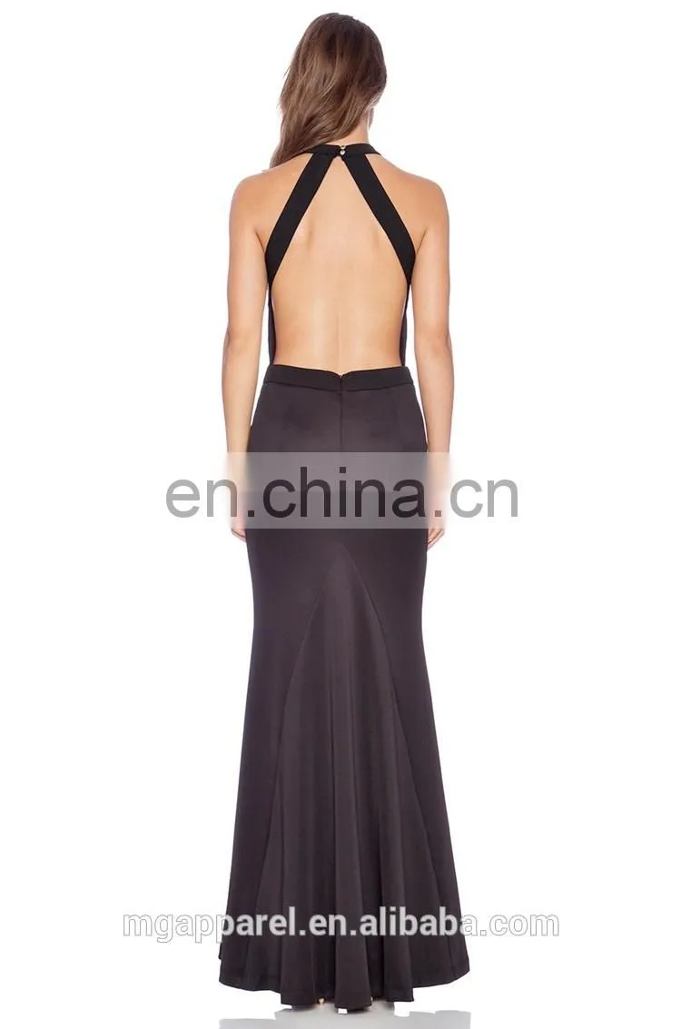 ladies black sexy long evening dress sexy halter neck evening gown evening dress with open back long