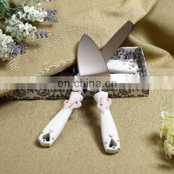 Novel double heart design high quality resin wedding decorations guest book set