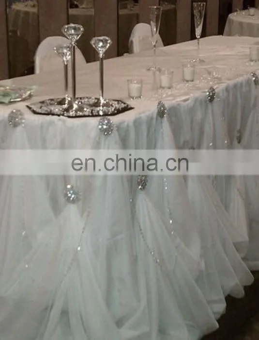 Fashion High Grade Quality White Whinestone Table Skirting