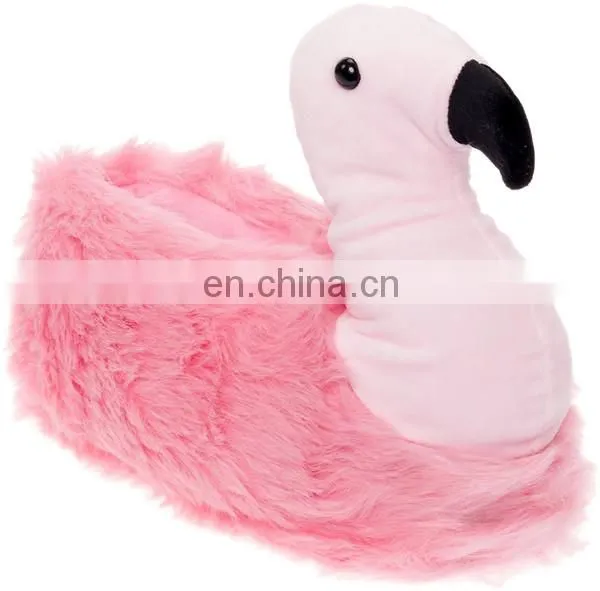 Winter Home Indoor Custom Pretty Pink Woman Stuffed Soft Plush Flamingo Slippers Shoes
