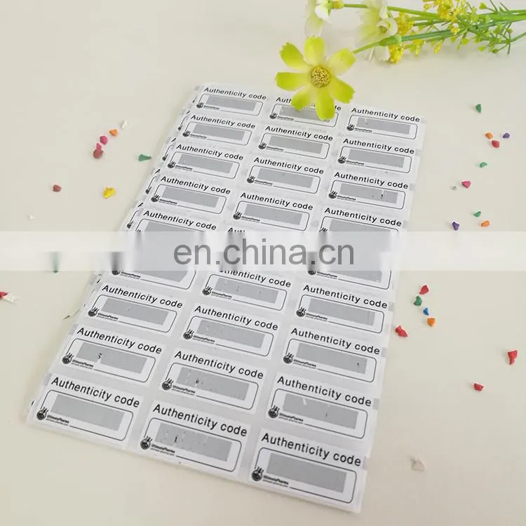 Wholesale custom scraped authenticity code adhesive stickers paper sticker with cheap price