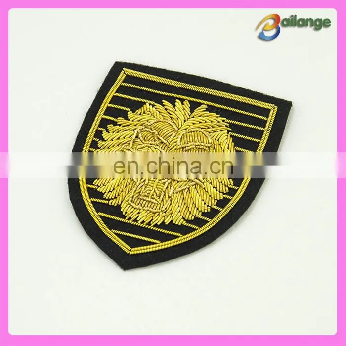 fashion bullion wire garment military embroidery patches badge for blazer