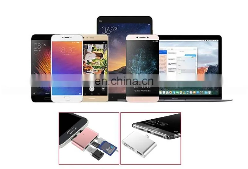 Digital Type C Card Reader USB C OTG USB 2.0 Hub/TF/SD Card Reader 4 IN 1 USB 3.1 with Micro USB Charging Port for MacBook