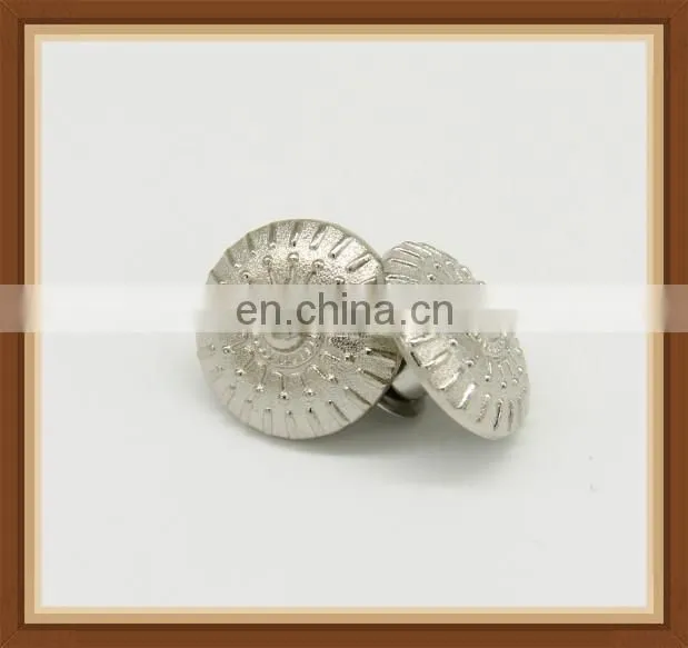 wholesale shiny silver mushroom round metal jeans buttons for jeans