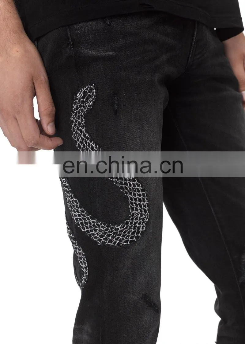 DiZNEW STRIPED MENS DENIM CUSTOM LOGO PANTS JEANS FOR MEN