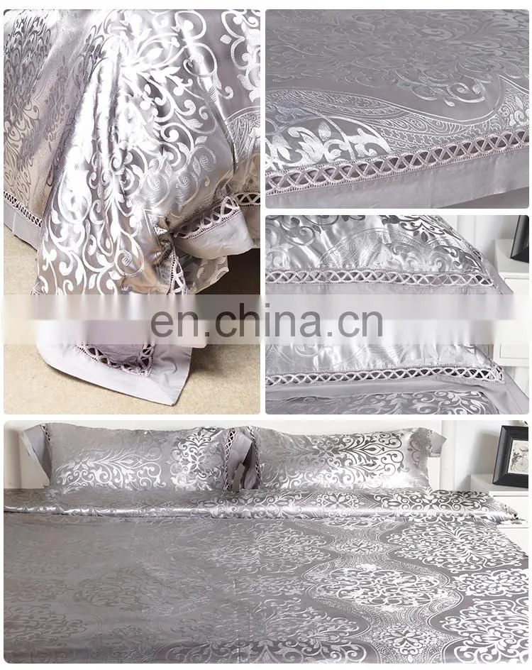 Made In China Home Textile New Luxury Pure Cotton 4 PCS Quilt Set Bed Sheet Cover Sets Jacquard Comforter Lace Bedding Set