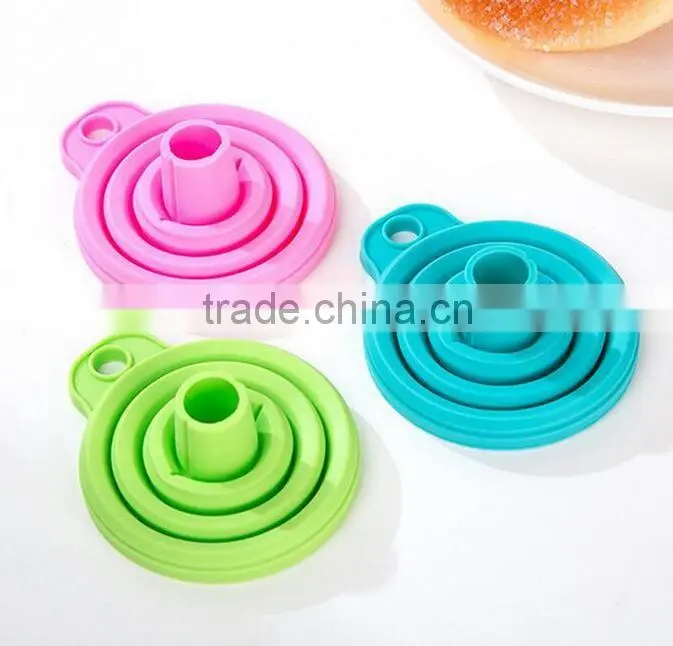 silicone funnel/Food grade silicone folding telescopic long neck funnel