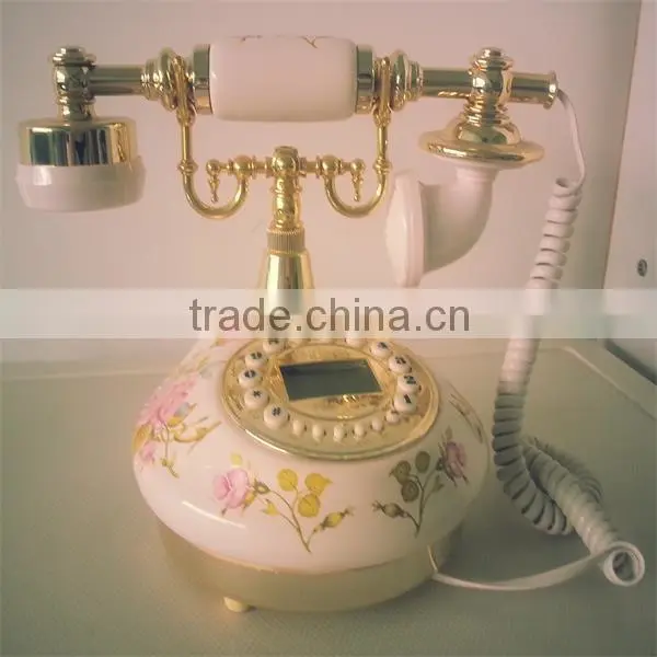 Porcelain material light color antique telephone