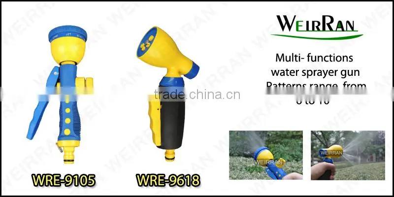 (84492) Plastic garden cleaning tool TPR covered garden water gun irrigational metal nozzle jet water washing