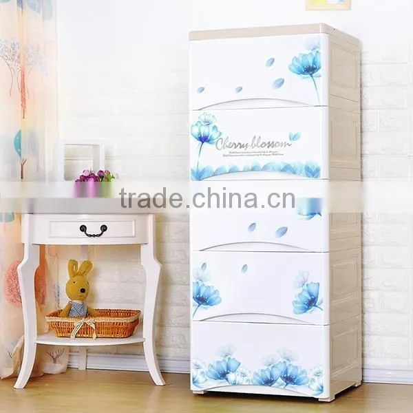 yellow color househole 5-layer PP students plastic drawer