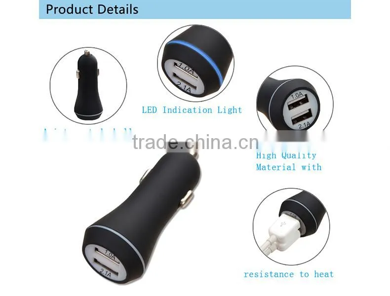 OEM Single 12v 3100amp 2 port usb car charger with rubber painting