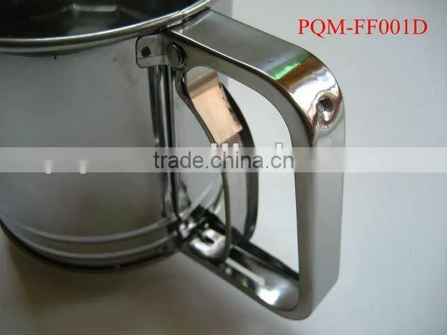 Durability passing FDA 9.8* 11 cm hand pressing stainless steel flour sifter with 1 lays meshes 001D