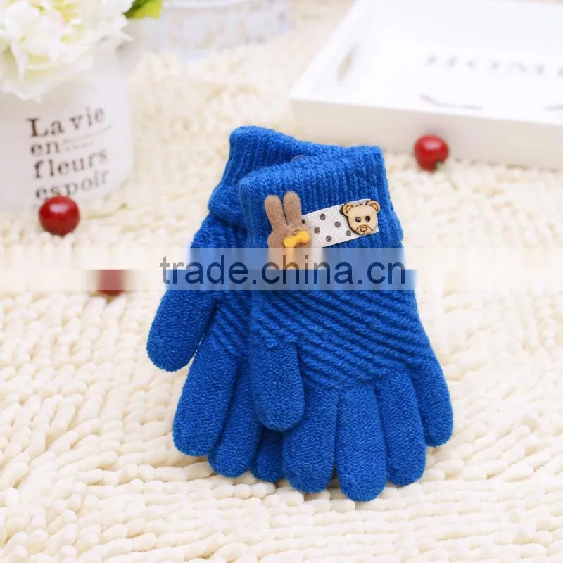 Children warm Cartoon knitted gloves, Full Finger lovely gloves