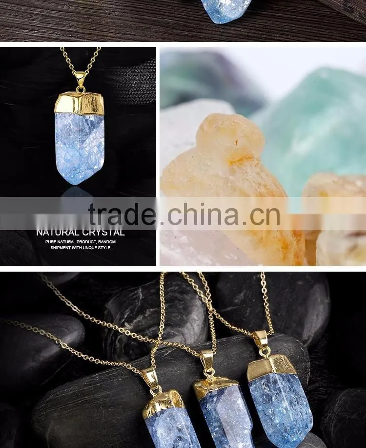 Nice irregular shaped blue stone necklace, natural stone statement necklace