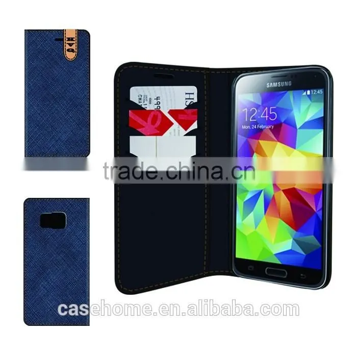 Crossing Pattern PU Leather Flip Phone Cover for Samsung Galaxy S6 Edge