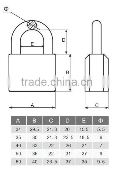 Safe Cross Key Cylinder Brass Padlock