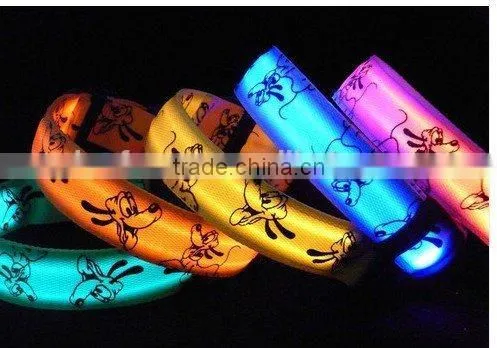 5 Color LED Flashing Dog Pet Collar Adjustable Nolon Patterned Neck Strap Buckle