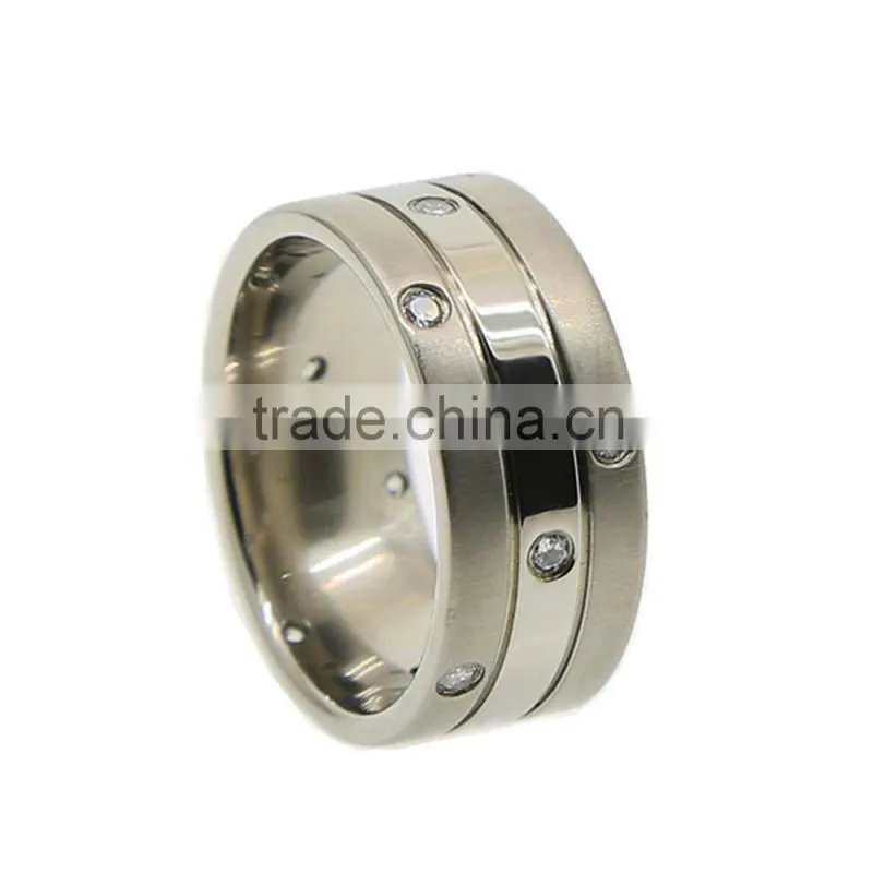 Stainless Steel Prong Setting Titanium Wedding jewelry Rings With Stones