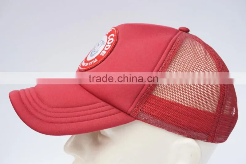 Red polyester foam snapback hat