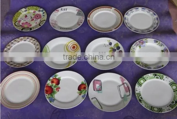 2015 new christmas ceramic dinnerware porcelain plate,red christmas full decal flat plate set