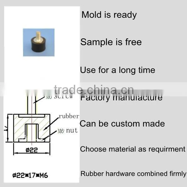 China Custom M4 rubber damper with screw Natural silicone synthetic rubber products manufacturer factory company in dongguan