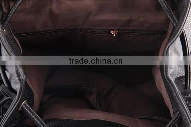 4762 Fashion Backpack Tassel Design Genuine Leather Guanghzou backpack