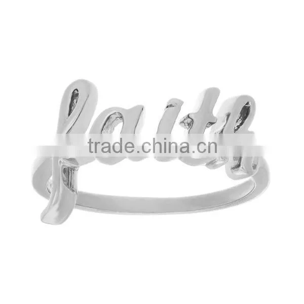 High Polish Sterling Silver Essential Silver Faith Script Letter Ring