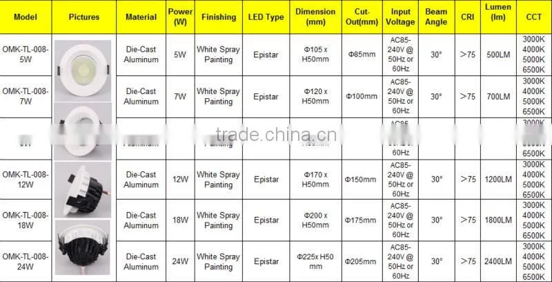 China Supplier High quality GS Listed 24W COB recessed led light