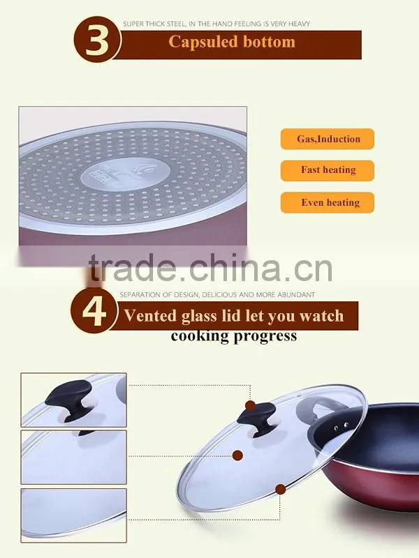 Energy saving aluminum non stick wok cookware as seen tv