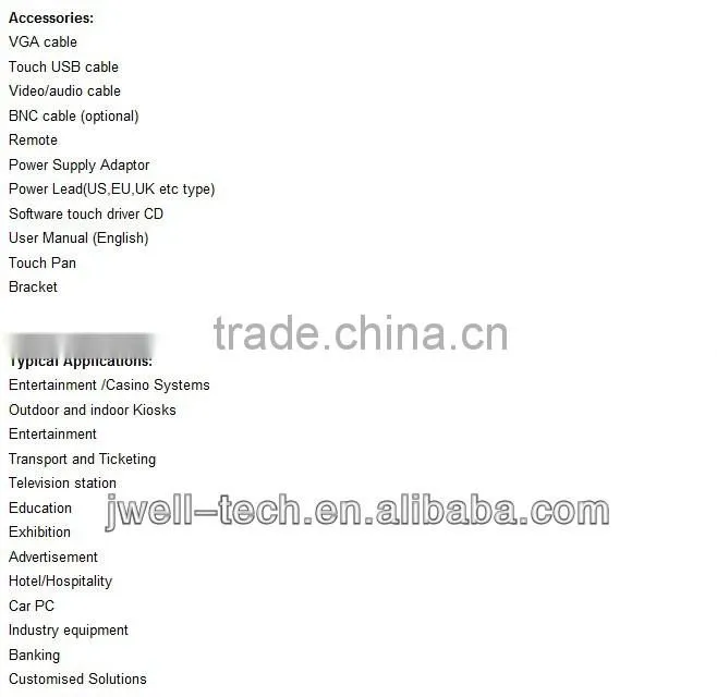 huge screen 19 inch touch screen monitor for honda civic with BNC VGA AV