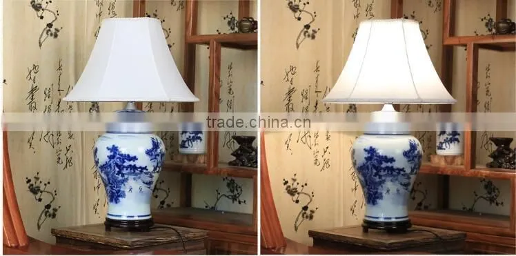 Chinese ceramic ginger jar table lamp with base switch