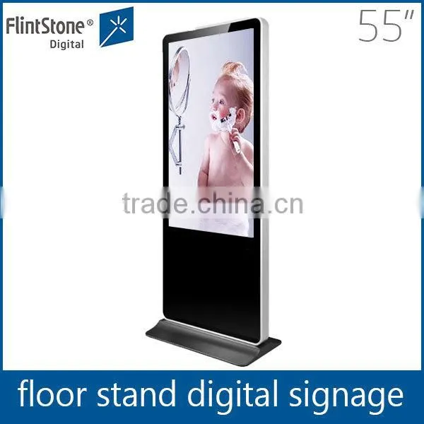 Flint Stone 55 inch floor standing usb flash drive scrolling text message and play log functions exhibition display lcd