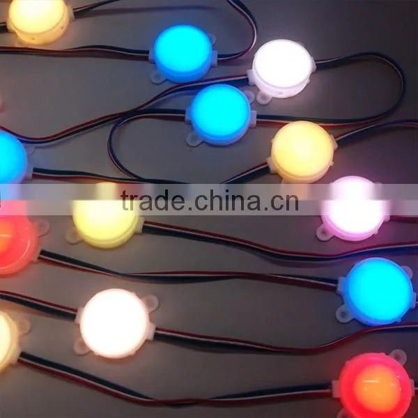 45mm ws2811,ws2801,USC1903,LPD6803,DMX512 led modules Milky case waterproof IP68 DC 12V Led pixel 3 pcs leds inside