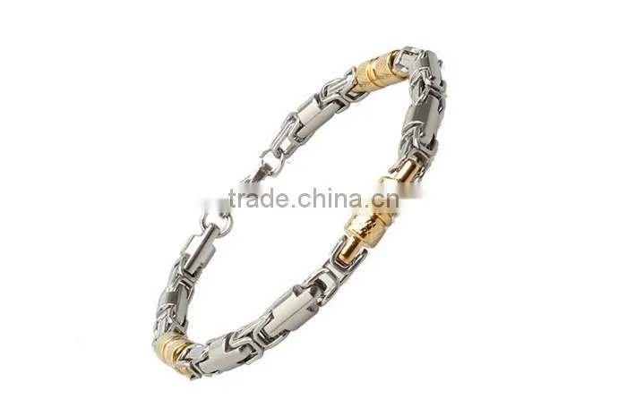 Factory wholesale silver and gold joint 316l stainless steel bracelet men