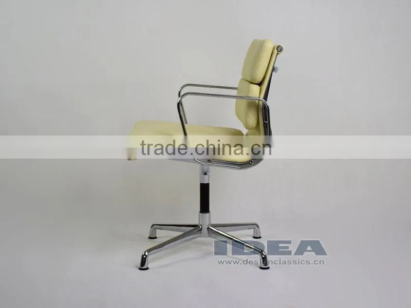 Replica Charles Low Back Soft Pad Meeting Chair - Cream White Color Genuine Leather