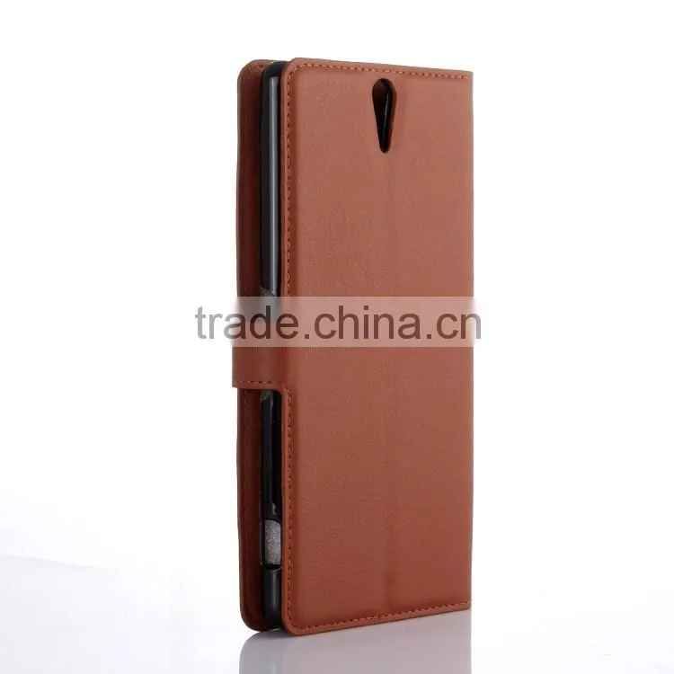 Luxury Mobile Phone PU Leather Flip Cover Case For Sony C5 Leather Case
